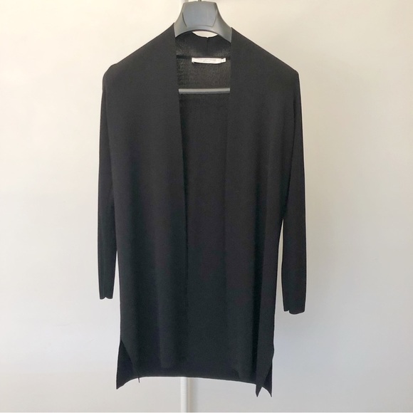 CONTEMPORAINE Knitted Minimalist Black Open Front Loose Fit Kimono Cardigan. - Picture 1 of 15